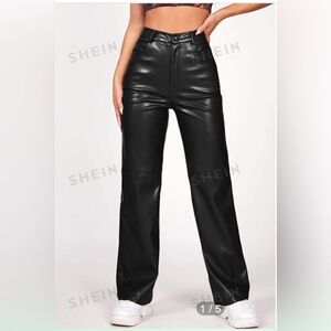 Shein black pleather faux leather pants